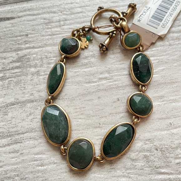 Fossil Green and Gold Bracelet with Linked Design - Picture 1 of 3